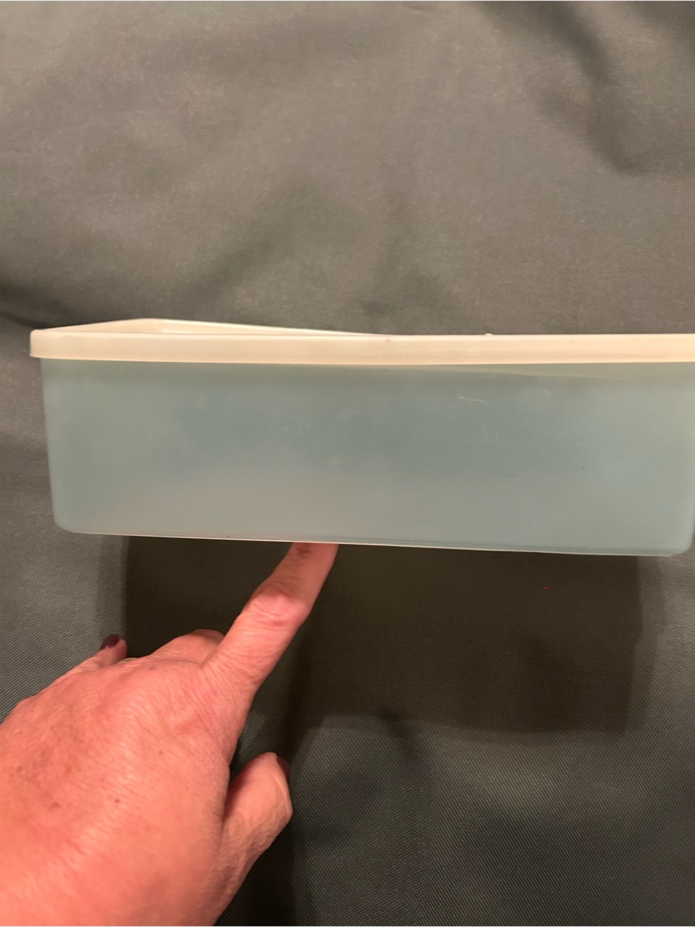 Tupperware light blue food storage container with white lid